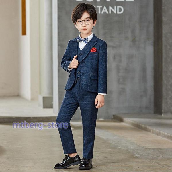 子供服 キッズ セットアップ フォーマル ヘリンボーンスーツ 6点セット テーラードジャケット ベス...