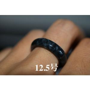 179-18 美品 12.5号 天然 A貨 黒翡翠 リング くりぬき お祝 プレゼント 父の日 お正月 結婚記念日