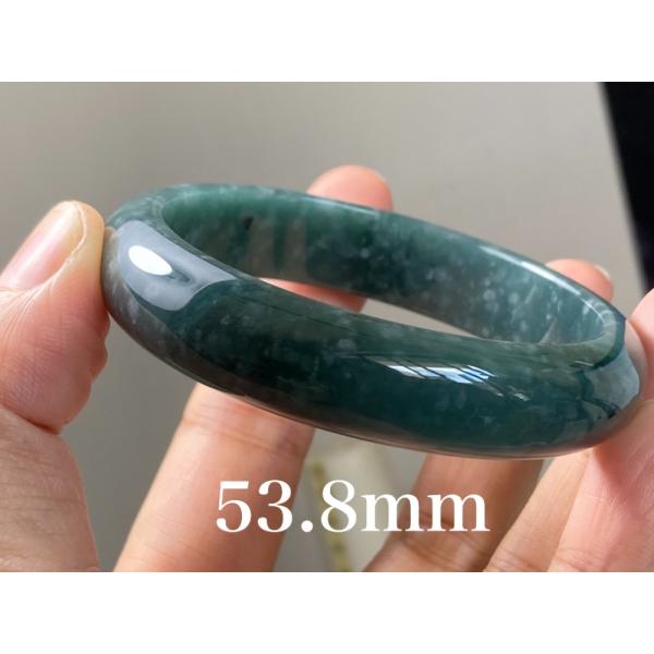 BG9-05 美品 糯氷種 深灰藍飃雪花 53.8MM グアテマラ産  本翡翠 バングル