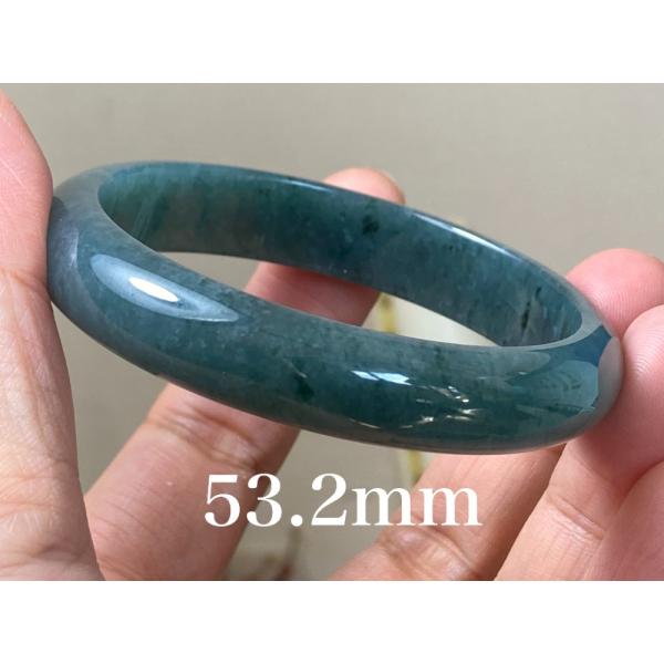 BG9-09 美品 糯氷種 深灰藍 53.2MM グアテマラ産  本翡翠 バングル