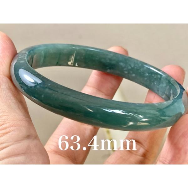 BG9-11 美品 氷糯種 青緑色 63.4MM グアテマラ産  本翡翠 バングル