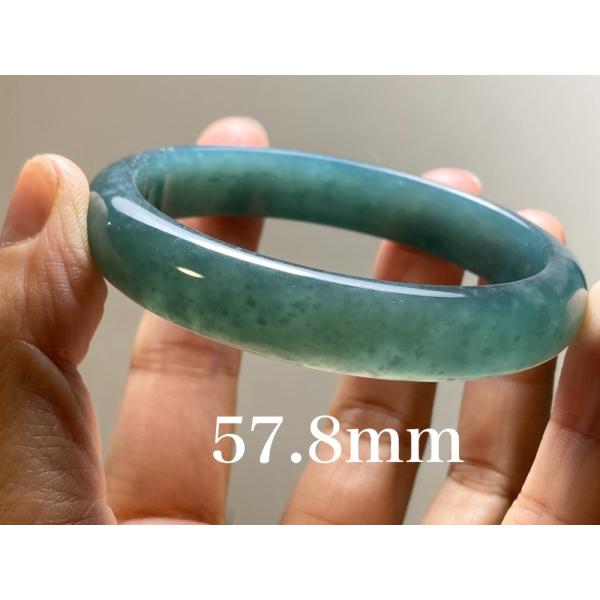 BG9-14 美品 氷糯種 青緑色 57.8MM グアテマラ産  本翡翠 バングル