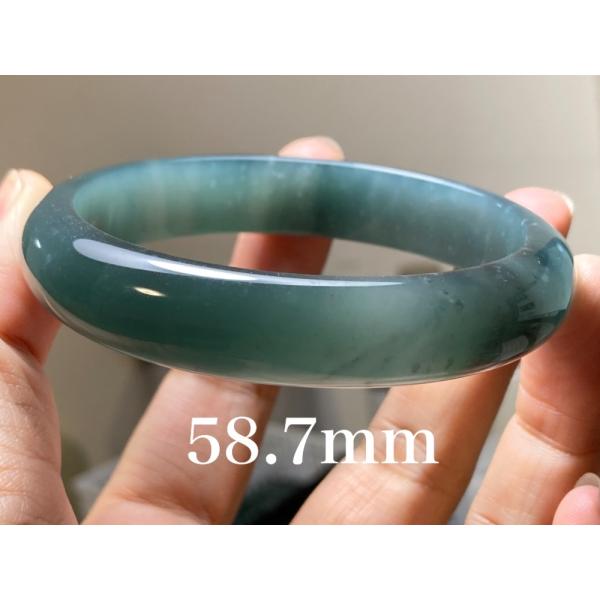 BG9-15 美品 氷糯種 青緑色 58.7MM グアテマラ産  本翡翠 バングル