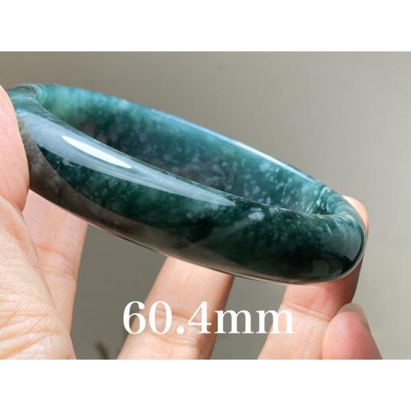 BG9-16 美品 糯氷種 深灰藍飃雪花 60.4MM グアテマラ産  本翡翠 バングル