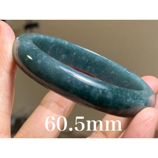 BG9-20 美品 糯氷種 深灰藍飃雪花 60.5MM グアテマラ産  本翡翠 バングル