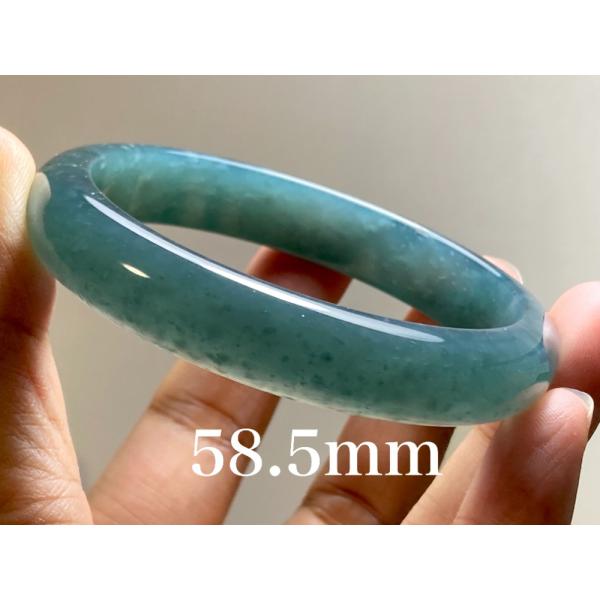 BG9-22 美品 氷糯種 深青色 58.5MM グアテマラ産  本翡翠 バングル