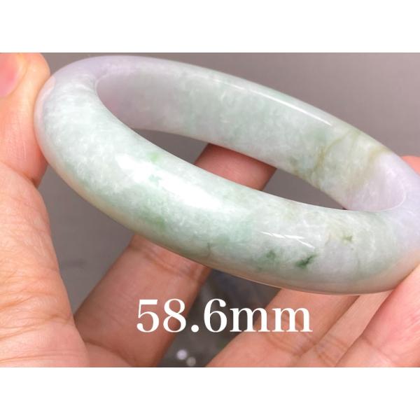 BG9-28 訳あり処分品 厚手 58.6mm 白底緑花 超薄ピンクラベンダー ミャンマー産 A貨 ...