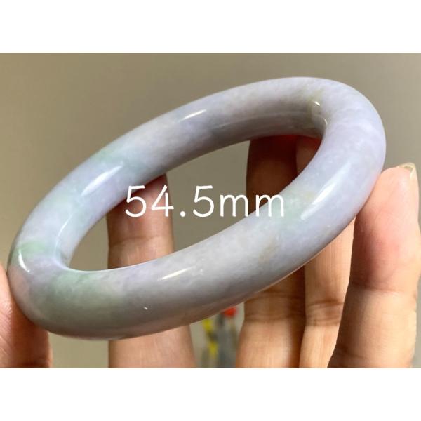 BG9-30 訳あり処分品 厚手 54.5mm 春彩 ラベンダー ミャンマー産 A貨 本翡翠 バング...