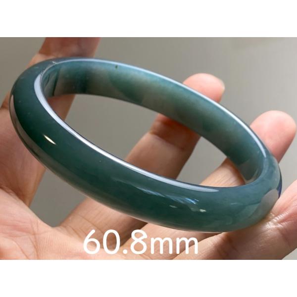 BG9-43 美品 糯氷種 灰藍色 60.8MM グアテマラ産  本翡翠 バングル