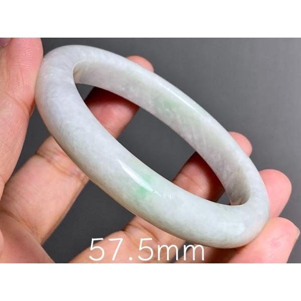 BG9-55 薄白緑 57.5mm ミャンマー産 A貨 本翡翠 バングル