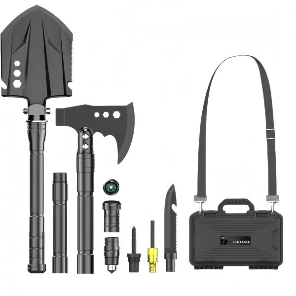 防災/キャンプ必須マルチツールシャベル SD14X-2-F8 多機能折りたたみ式 兵士スコップ + ...