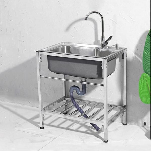 流し台 ステンレス製 蛇口水栓付き屋外 簡易式キッチン用流し台 ガーデンシンク 商業用手洗いシンクの...