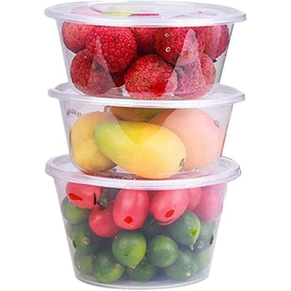 50個-蓋付き使い捨てプラスチックデリ食品保存容器密封保存容器野菜/果物/間食収納収納ケース蓋付き電...