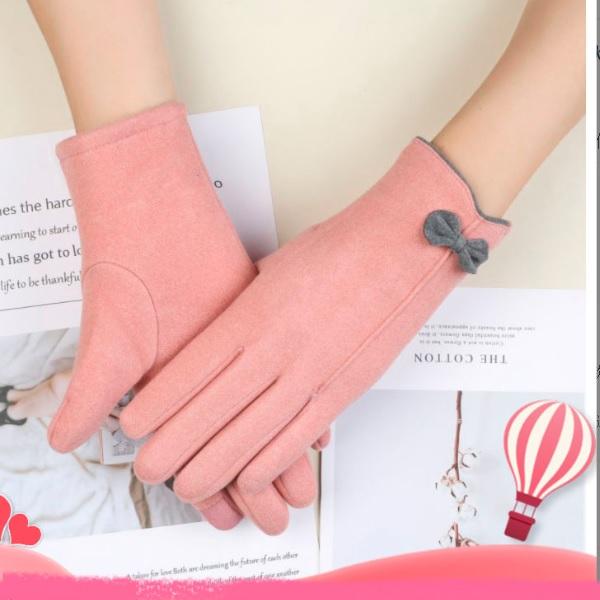 手袋 レディース おしゃれ暖かい 裏起毛 スマホ対応  防寒 かわいい蝶リボン スリム