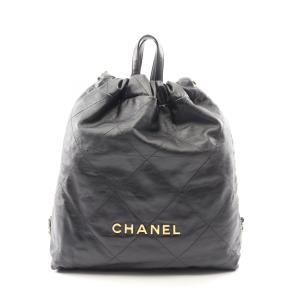 シャネル シャネル 22 ラージ ブランドオフ CHANEL レザー リュックサック バックパック ラムスキン 中古 レディース