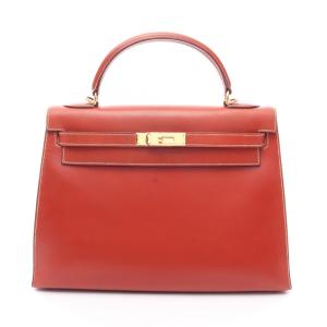 エルメス ケリー32 ブリック 外縫い 2WAY ブランドオフ HERMES カーフ（牛革） ハンドバッグ ボックスカーフ 中古 レディース