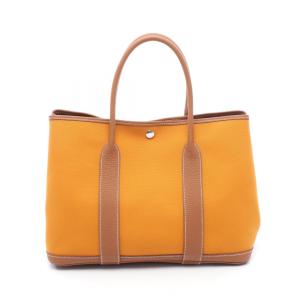 エルメス ガーデンパーティPM サフラン ゴールド ブランドオフ HERMES キャンバス トートバッグ トワルオフィシェ/ネゴンダ 中古 レディー