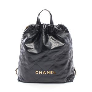 シャネル シャネル 22 ラージ ブランドオフ CHANEL レザー リュックサック バックパック シャイニーカーフレザー 中古 レディース