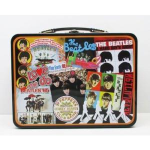 ビートルズ The Beatles スクエア/ジャケット総柄 ＴＩＮ缶ＢＯＸ ランチバッグ ブリキ缶バッグ｜mikestore