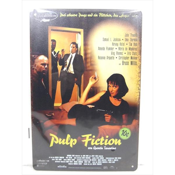 【ブリキ看板/tin plate】PULP FICTION ミア・ウォレス 寝転び ポスター柄 ブリ...