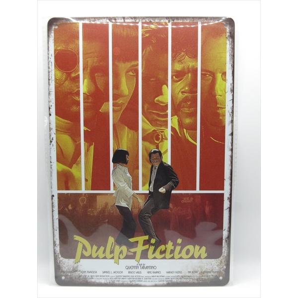 【ブリキ看板/tin plate】PULP FICTION ダンスシーン 映画ポスター柄 ブリキプレ...