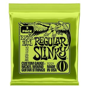 ERNIE BALL 3221 Regular Slinky Nickel Wound Electric Guitar Strings 3 Pack 10-46 Gauge エレキギター 弦 【ゆうパケット】