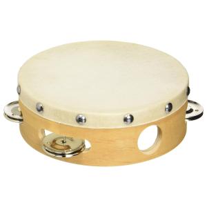 ヤマヨ タンブリン ( 15cm ) クリア （ 木目・白枠 ）4穴 牛床皮 3色