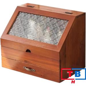 メイクボックス コスメ収納 大容量 木製 コレクションケース 卓上 小型 化粧台用メイクアップオーガナイザー メイク道具 収納 蓋と引き出し付き おしゃれ 卓上