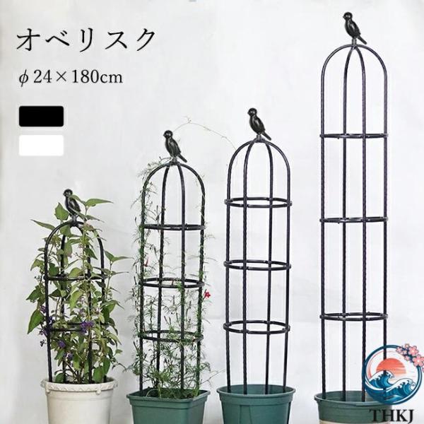 オベリスク 支柱 トレリス 高さ調節可能 24×180cm 操作簡単 金属製 簡易組立式 つる性植物...