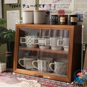 レトロ無垢材収納箱 デスクトップコーヒーカップ...の詳細画像1
