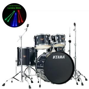 《ELISE 光るスティック Lumino Stick 付》TAMA Imperialstar Drum Kits IP52H6 (22インチ バスドラム 一括セット) HBK ヘアライン・ブラック 《送料無料》｜mikigakki