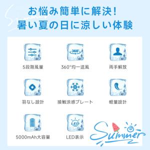 【父の日限定クーポン】首掛け扇風機 ネックファ...の詳細画像1