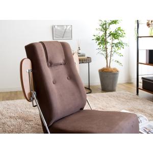 日本製　腰に優しい座面デザインが特徴のリクライニング回転座椅子　肘付き　布ブラウン色｜mikiyakagu