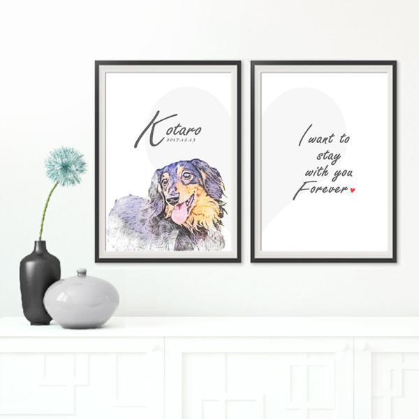 2枚セット☆ ペットの似顔絵＋メッセージ [t004]