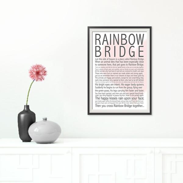 ペット 供養 ポスター 虹の橋 ハート型タイポグラフィ A-type かわいい おしゃれ t025