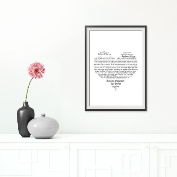 ペット 供養 ポスター 虹の橋 ハート型タイポグラフィ B-type かわいい おしゃれ t026