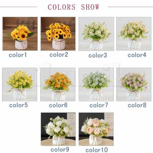 ひまわり 菊 花器付き 造花 花束 花 インテ...の詳細画像1