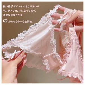 レースショーツ レディース サテン 紐リボン付...の詳細画像2