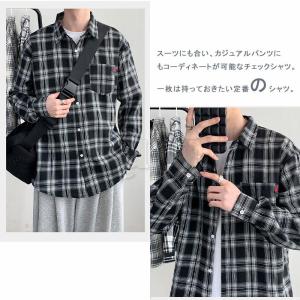 ネルシャツ 長袖 メンズ チェックシャツ 長袖...の詳細画像3