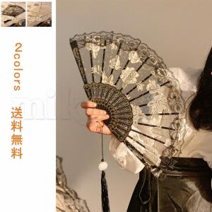 扇子 レディース レース 花柄 折りたたみ せんす タッセル付き プレゼント ギフト 踊り用 お祭り 透かし彫り きれいめ オシャレ プレゼント 送料無料