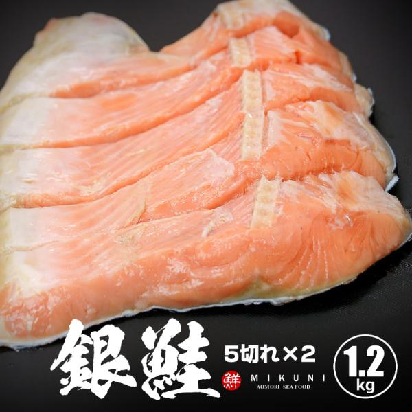 銀鮭半身 定塩 約1.2キロ 姿切り 5切りカット×2パック 真空パック