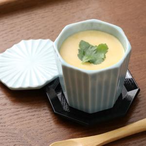 茶碗蒸し 食器 青白磁 八角彫蒸し碗 受け皿付 茶碗蒸し用食器 PZN36K67-05set 茶碗蒸し1客セット｜京都匙亀
