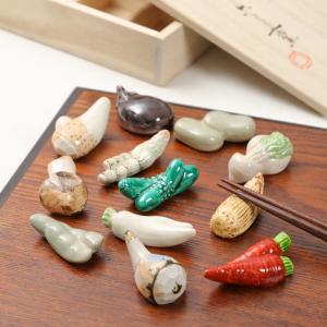 清水焼・京焼 高山寺 鳥獣人物戯画 箸置き 6個 木箱入り 〔陶泉窯
