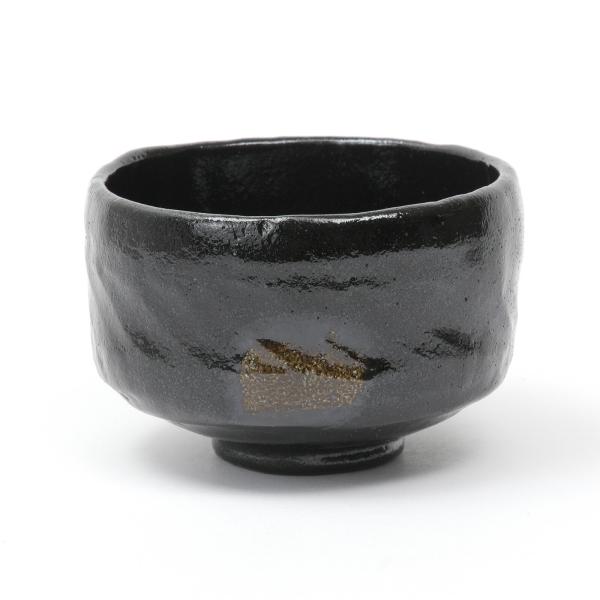 京都清水焼 楽茶碗 上茶わん 黒楽 お抹茶碗 茶道 表千家 裏千家 お濃茶用 紙箱入 楽焼窯元 三代...