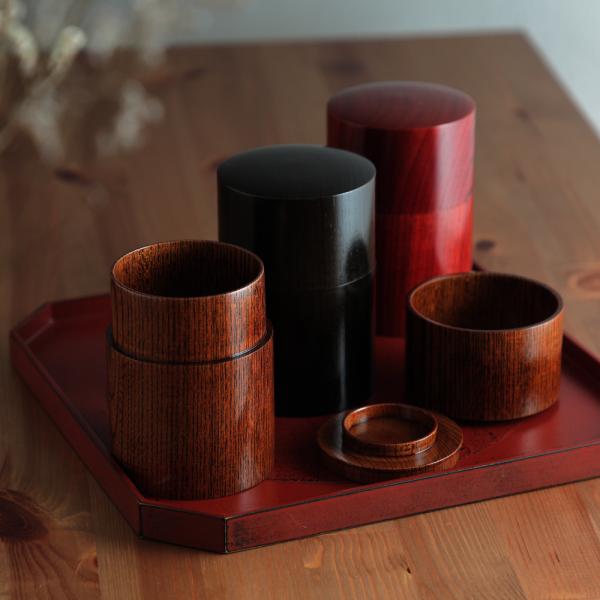 山中塗 茶筒 共木茶筒 摺うるし 漆器 京都匙亀オリジナル 大尾嘉漆器 コラボレーション  木製茶筒...