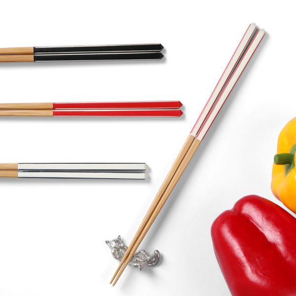 竹 箸 極細 ダイヤカット研出し箸 白赤 22.5cm 大内工芸 竹箸 細い箸 日本製 おはし お箸