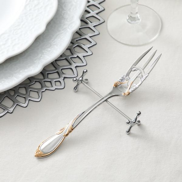 カシェ デザートフォーク（テーブルフォーク） ステンレス ゴールドアクセントフィニッシュ 日本製 オ...