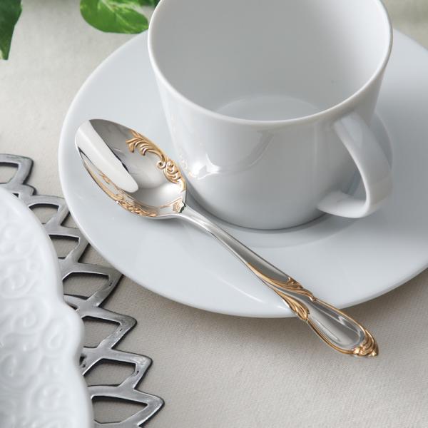 カシェ ティースプーン ステンレス ゴールドアクセントフィニッシュ  日本製 YAMACO 爆買