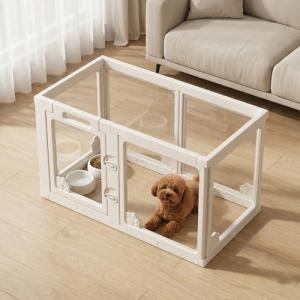 ペットサークル G-AVERIL 高さ 60cm バリアフリー 透明 アクリ パネル 屋内外兼用 ペットケージ 犬用 中型犬/小型犬対応 脱出防