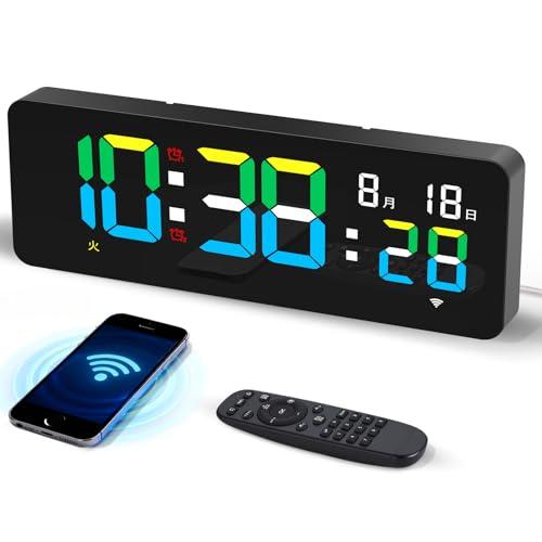 Blueekin デジタル時計 秒表示 Wi-Fi 自動時刻修正 デュアルアラーム 目覚まし時計 9...